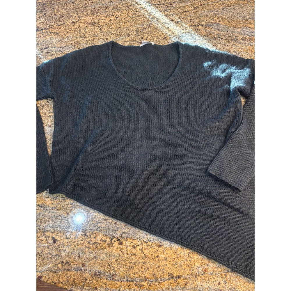 Helmut Lang Black Asymmetrical Wool Mohair Blend Scoop Neck Knit Sweater Medium
